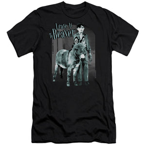 AN OFFCIALLY LICENSED LEAVE IT TO BEAVER UP TO SOMETHING MEN'S PREMIUM SLIM FIT T-SHIRT BLACK
