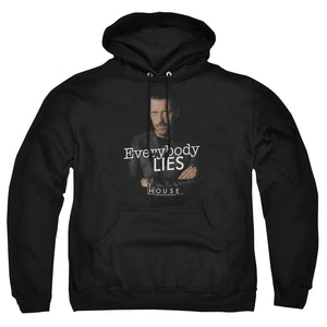 AN OFFCIALLY LICENSED HOUSE EVERYBODY LIES ADULT UNISEX PULLOVER HOODIE BLACK