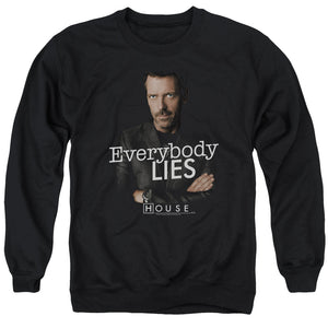 AN OFFCIALLY LICENSED HOUSE EVERYBODY LIES ADULT UNISEX CREWNECK SWEATSHIRT BLACK