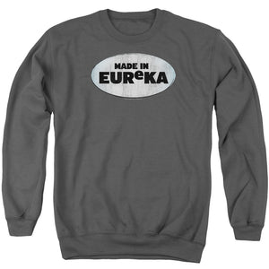 AN OFFCIALLY LICENSED EUREKA MADE IN EUREKA ADULT UNISEX CREWNECK SWEATSHIRT CHARCOAL