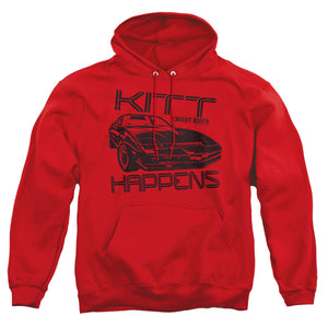AN OFFCIALLY LICENSED KNIGHT RIDER KITT HAPPENS ADULT UNISEX PULLOVER HOODIE RED