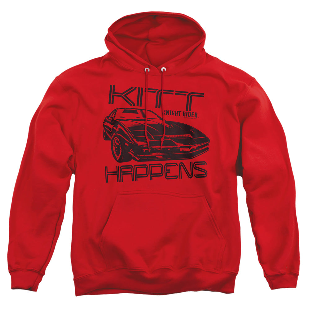 AN OFFCIALLY LICENSED KNIGHT RIDER KITT HAPPENS ADULT UNISEX PULLOVER HOODIE RED