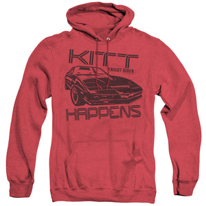 AN OFFCIALLY LICENSED KNIGHT RIDER KITT HAPPENS ADULT UNISEX HEATHER PULLOVER HOODIE RED