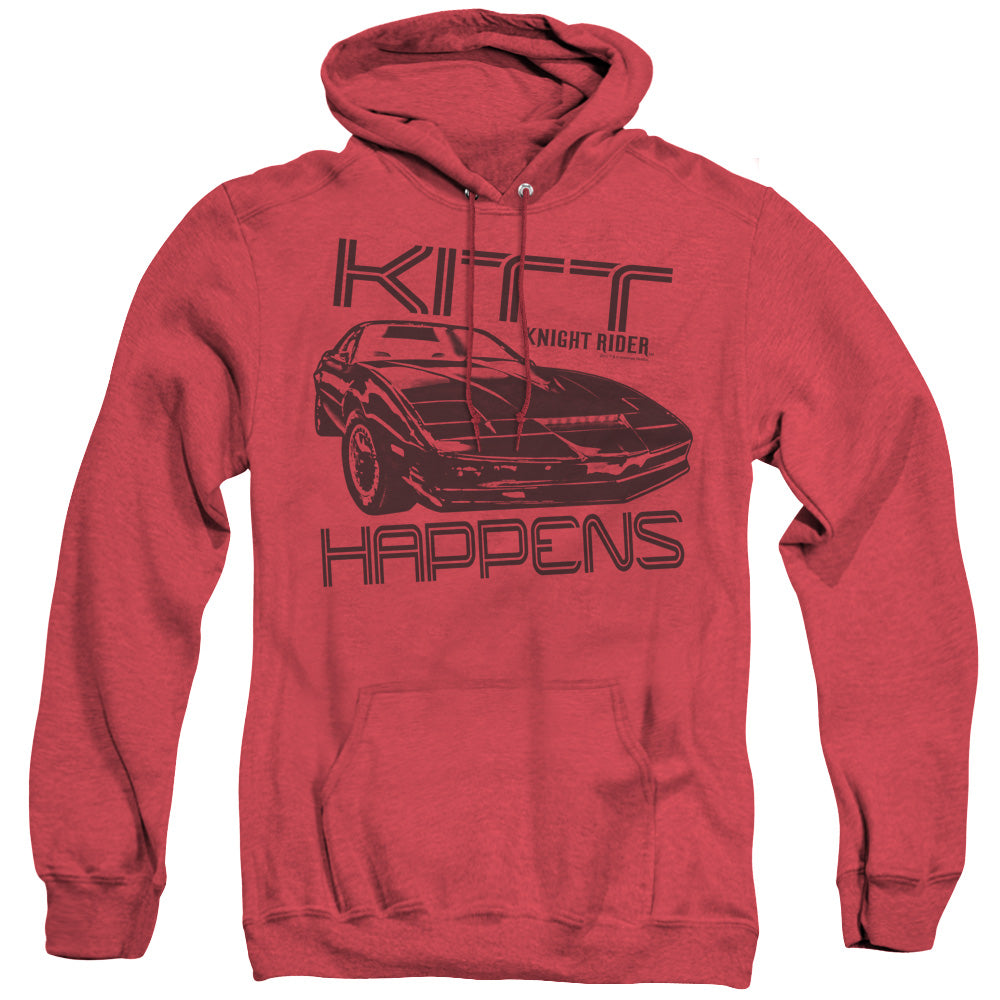 AN OFFCIALLY LICENSED KNIGHT RIDER KITT HAPPENS ADULT UNISEX HEATHER PULLOVER HOODIE RED