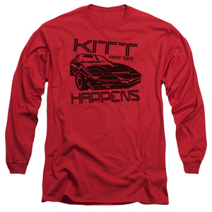 AN OFFCIALLY LICENSED KNIGHT RIDER KITT HAPPENS MEN'S LONG SLEEVE T-SHIRT RED