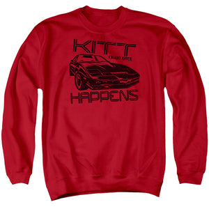 AN OFFCIALLY LICENSED KNIGHT RIDER KITT HAPPENS ADULT UNISEX CREWNECK SWEATSHIRT RED