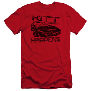 AN OFFCIALLY LICENSED KNIGHT RIDER KITT HAPPENS MEN'S PREMIUM SLIM FIT T-SHIRT RED
