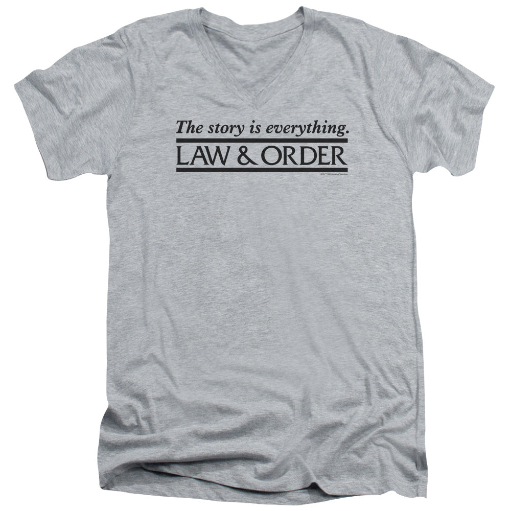 AN OFFCIALLY LICENSED LAW AND ORDER STORY MEN'S V-NECK T-SHIRT ATHLETIC HEATHER