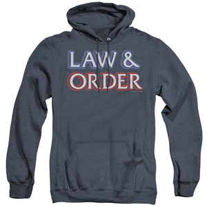 AN OFFCIALLY LICENSED LAW AND ORDER LOGO ADULT UNISEX HEATHER PULLOVER HOODIE NAVY