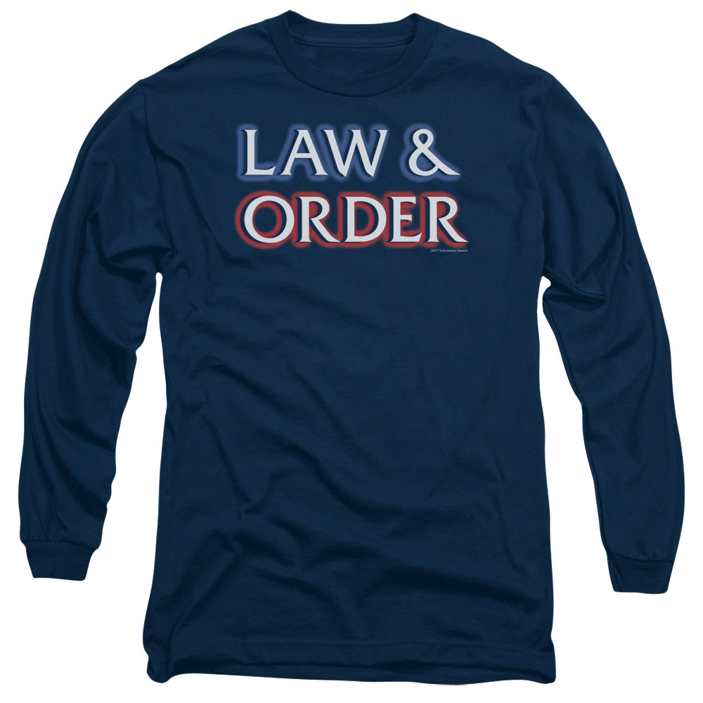 AN OFFCIALLY LICENSED LAW AND ORDER LOGO MEN'S LONG SLEEVE T-SHIRT NAVY