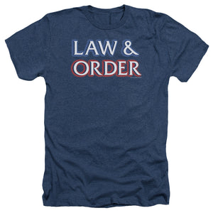 AN OFFCIALLY LICENSED LAW AND ORDER LOGO MEN'S HEATHER T-SHIRT NAVY