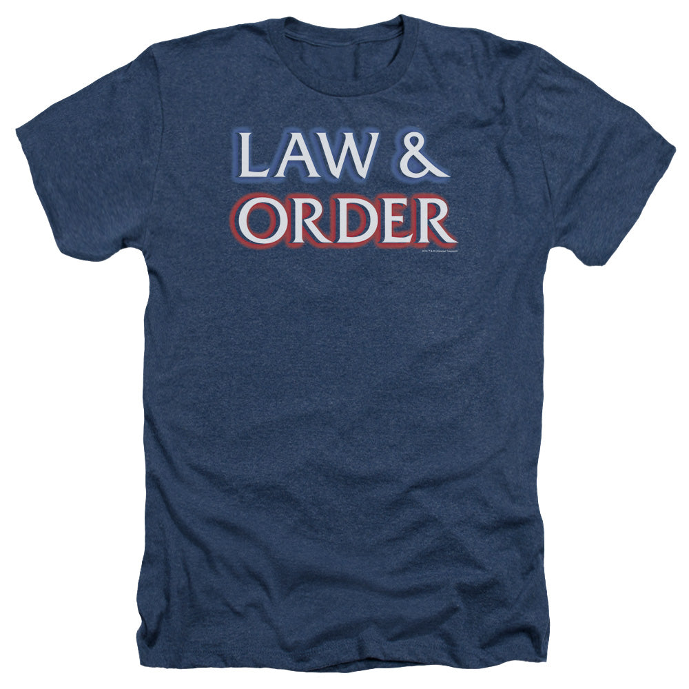 AN OFFCIALLY LICENSED LAW AND ORDER LOGO MEN'S HEATHER T-SHIRT NAVY