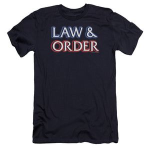 AN OFFCIALLY LICENSED LAW AND ORDER LOGO MEN'S PREMIUM SLIM FIT T-SHIRT NAVY