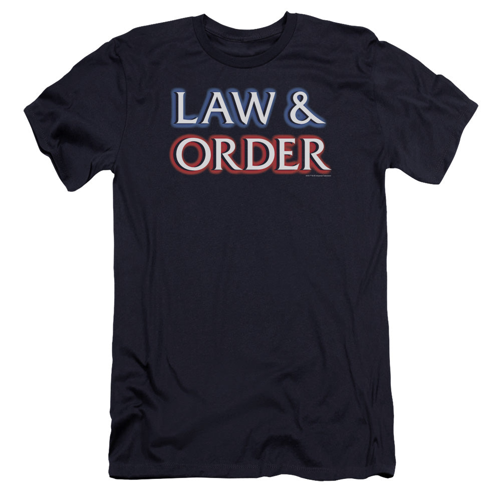 AN OFFCIALLY LICENSED LAW AND ORDER LOGO MEN'S PREMIUM SLIM FIT T-SHIRT NAVY