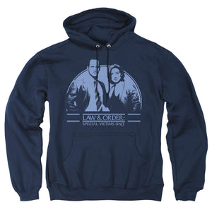 AN OFFCIALLY LICENSED LAW AND ORDER SVU ELLIOT&OLIVIA ADULT UNISEX PULLOVER HOODIE NAVY