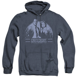 AN OFFCIALLY LICENSED LAW AND ORDER SVU ELLIOT&OLIVIA ADULT UNISEX HEATHER PULLOVER HOODIE NAVY