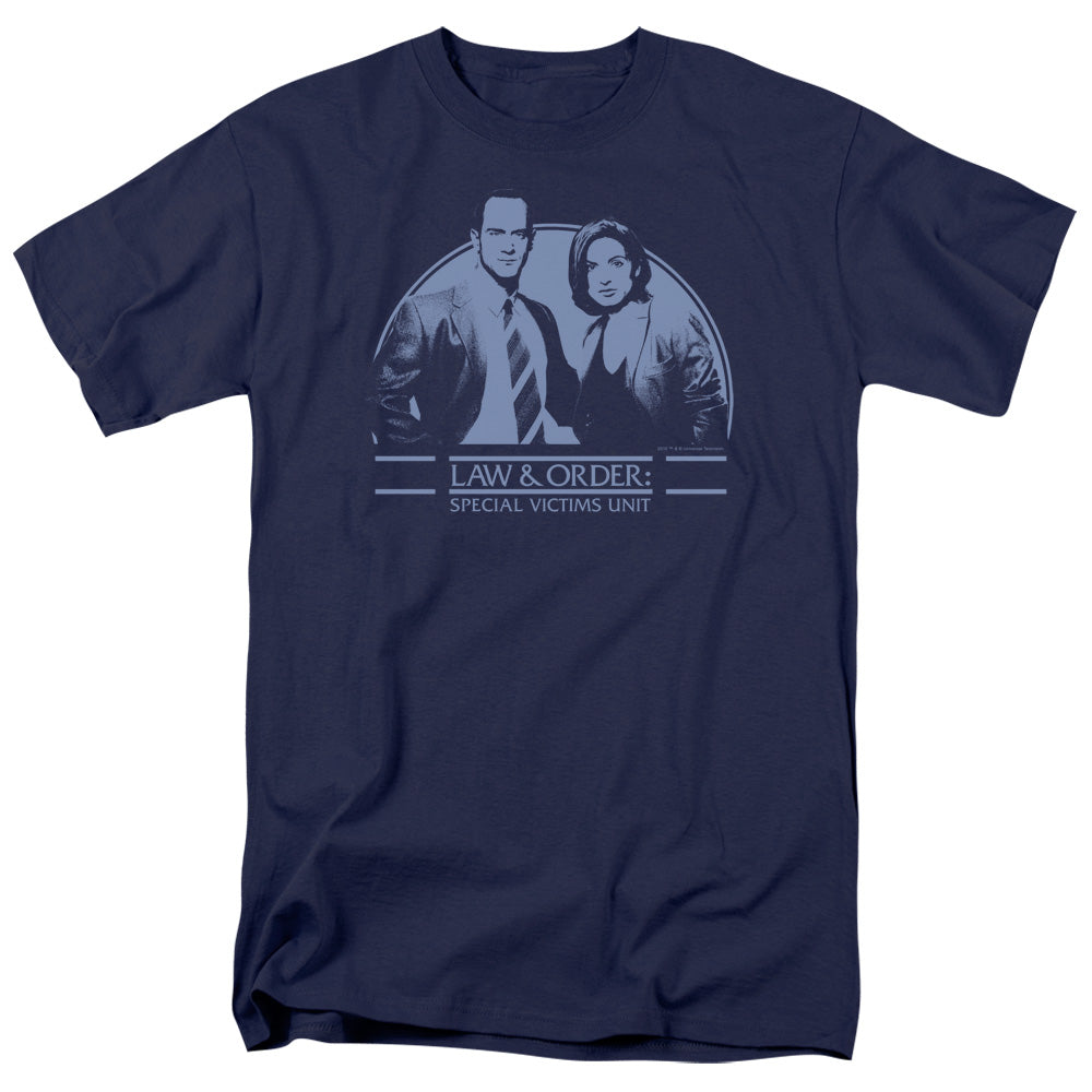 AN OFFCIALLY LICENSED LAW AND ORDER SVU ELLIOT&OLIVIA MEN'S REGULAR FIT T-SHIRT NAVY