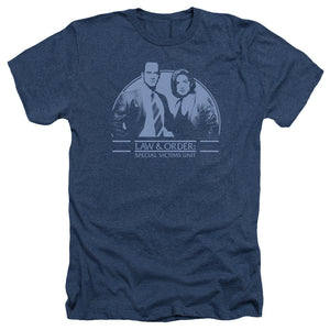 AN OFFCIALLY LICENSED LAW AND ORDER SVU ELLIOT&OLIVIA MEN'S HEATHER T-SHIRT NAVY