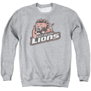 AN OFFCIALLY LICENSED FRIDAY NIGHT LIGHTS EAST DILLION LIONS ADULT UNISEX CREWNECK SWEATSHIRT ATHLETIC HEATHER