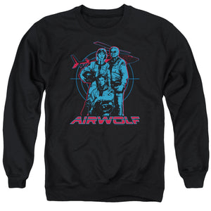 AN OFFCIALLY LICENSED AIRWOLF GRAPHIC ADULT UNISEX CREWNECK SWEATSHIRT BLACK