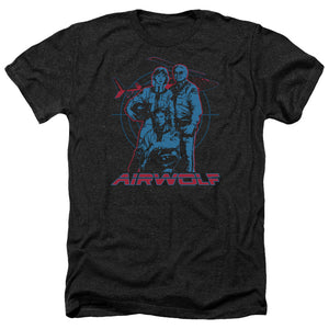 AN OFFCIALLY LICENSED AIRWOLF GRAPHIC MEN'S HEATHER T-SHIRT CHARCOAL