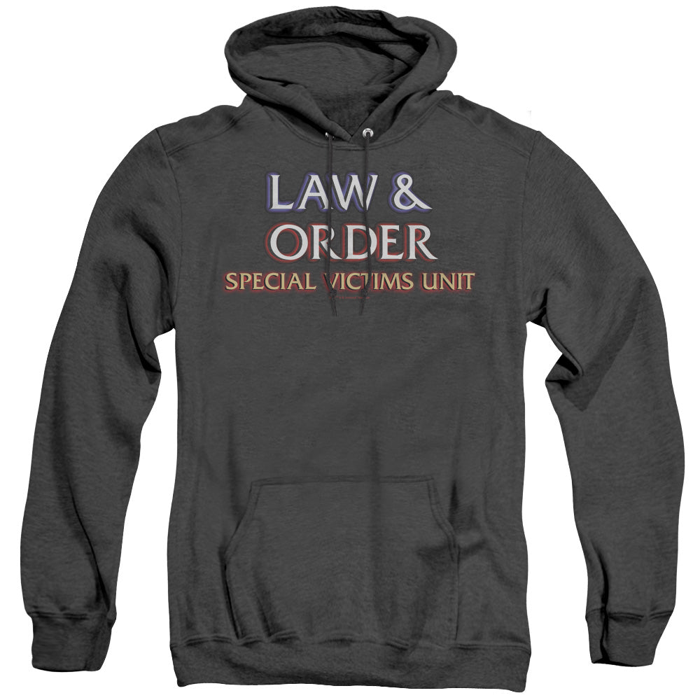 AN OFFCIALLY LICENSED LAW AND ORDER SVU LOGO ADULT UNISEX HEATHER PULLOVER HOODIE BLACK