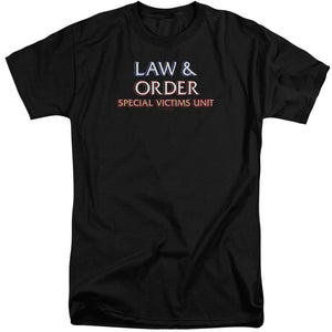 AN OFFCIALLY LICENSED LAW AND ORDER SVU LOGO MEN'S TALL FIT T-SHIRT BLACK