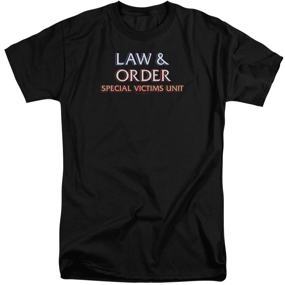 AN OFFCIALLY LICENSED LAW AND ORDER SVU LOGO MEN'S TALL FIT T-SHIRT BLACK