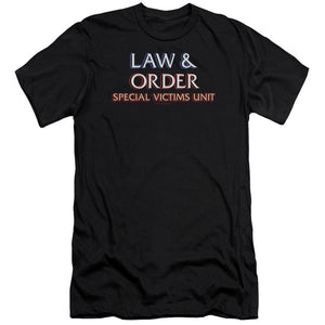 AN OFFCIALLY LICENSED LAW AND ORDER SVU LOGO MEN'S PREMIUM SLIM FIT T-SHIRT BLACK