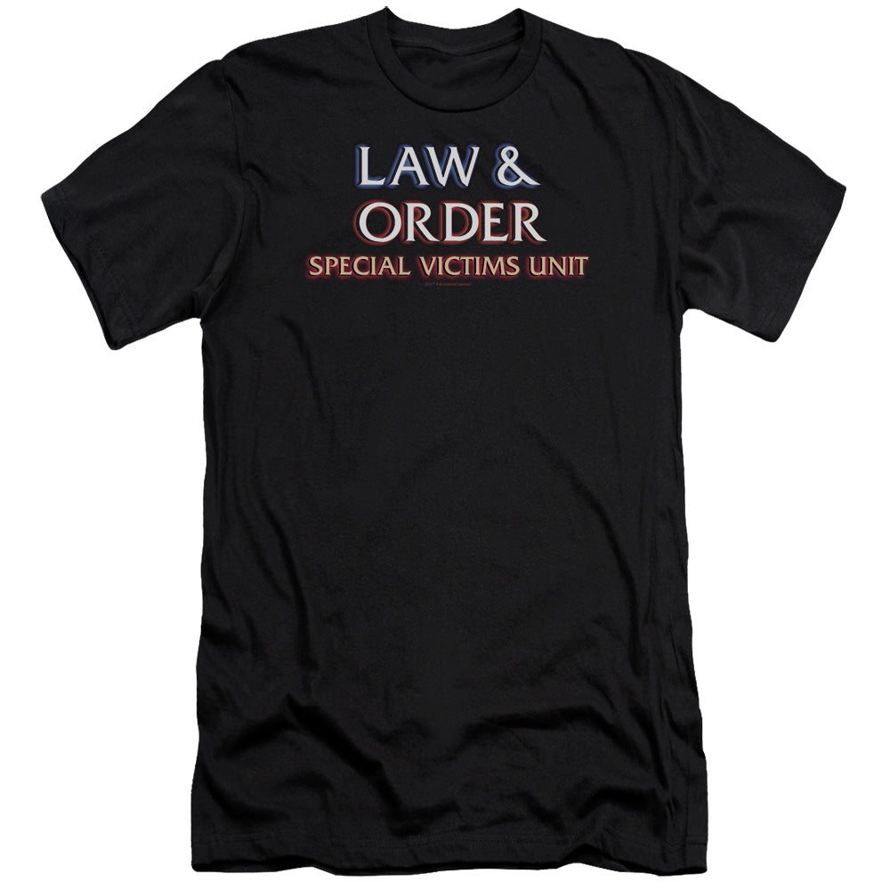 AN OFFCIALLY LICENSED LAW AND ORDER SVU LOGO MEN'S PREMIUM SLIM FIT T-SHIRT BLACK