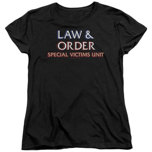 AN OFFCIALLY LICENSED LAW AND ORDER SVU LOGO WOMEN'S REGULAR FIT T-SHIRT BLACK