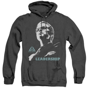 AN OFFCIALLY LICENSED EUREKA LEADERSHIP POSTER ADULT UNISEX HEATHER PULLOVER HOODIE BLACK