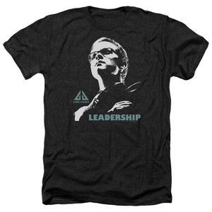 AN OFFCIALLY LICENSED EUREKA LEADERSHIP POSTER MEN'S HEATHER T-SHIRT CHARCOAL