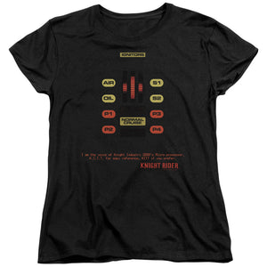 AN OFFCIALLY LICENSED KNIGHT RIDER KITT CONSOL WOMEN'S REGULAR FIT T-SHIRT BLACK