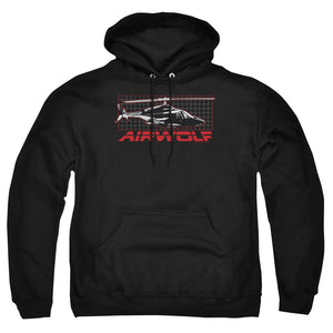 AN OFFCIALLY LICENSED AIRWOLF GRID ADULT UNISEX PULLOVER HOODIE BLACK
