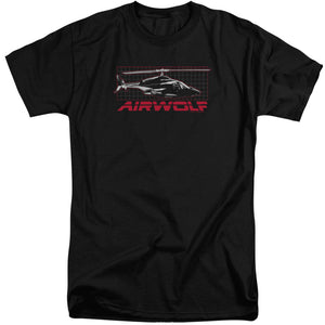 AN OFFCIALLY LICENSED AIRWOLF GRID MEN'S TALL FIT T-SHIRT BLACK