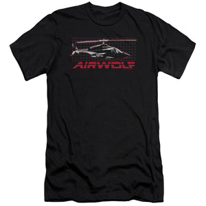 AN OFFCIALLY LICENSED AIRWOLF GRID MEN'S PREMIUM SLIM FIT T-SHIRT BLACK