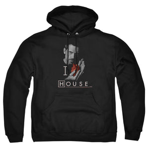 AN OFFCIALLY LICENSED HOUSE I HEART HOUSE ADULT UNISEX PULLOVER HOODIE BLACK