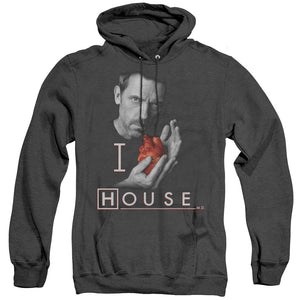 AN OFFCIALLY LICENSED HOUSE I HEART HOUSE ADULT UNISEX HEATHER PULLOVER HOODIE BLACK