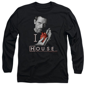 AN OFFCIALLY LICENSED HOUSE I HEART HOUSE MEN'S LONG SLEEVE T-SHIRT BLACK