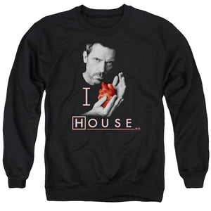 AN OFFCIALLY LICENSED HOUSE I HEART HOUSE ADULT UNISEX CREWNECK SWEATSHIRT BLACK