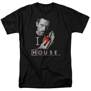 AN OFFCIALLY LICENSED HOUSE I HEART HOUSE MEN'S REGULAR FIT T-SHIRT BLACK