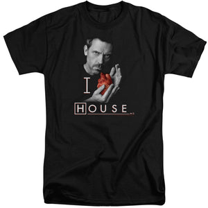 AN OFFCIALLY LICENSED HOUSE I HEART HOUSE MEN'S TALL FIT T-SHIRT BLACK
