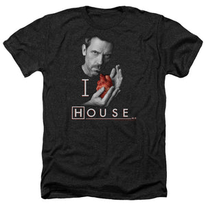 AN OFFCIALLY LICENSED HOUSE I HEART HOUSE MEN'S HEATHER T-SHIRT CHARCOAL