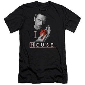 AN OFFCIALLY LICENSED HOUSE I HEART HOUSE MEN'S PREMIUM SLIM FIT T-SHIRT BLACK
