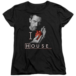 AN OFFCIALLY LICENSED HOUSE I HEART HOUSE WOMEN'S REGULAR FIT T-SHIRT BLACK