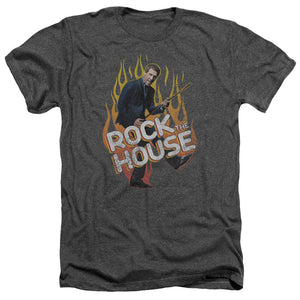 AN OFFCIALLY LICENSED HOUSE ROCK THE HOUSE MEN'S HEATHER T-SHIRT CHARCOAL