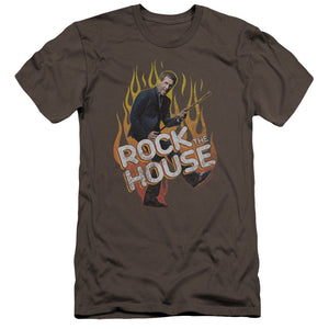 AN OFFCIALLY LICENSED HOUSE ROCK THE HOUSE MEN'S PREMIUM SLIM FIT T-SHIRT CHARCOAL