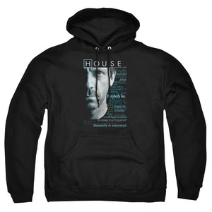AN OFFCIALLY LICENSED HOUSE HOUSEISMS ADULT UNISEX PULLOVER HOODIE BLACK