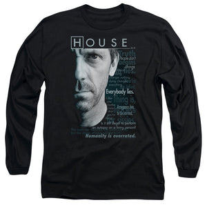 AN OFFCIALLY LICENSED HOUSE HOUSEISMS MEN'S LONG SLEEVE T-SHIRT BLACK